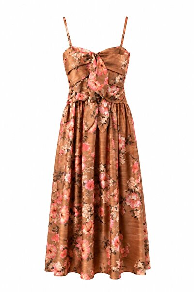 elif teke Empirme Model Tie-Dye Dress Camel