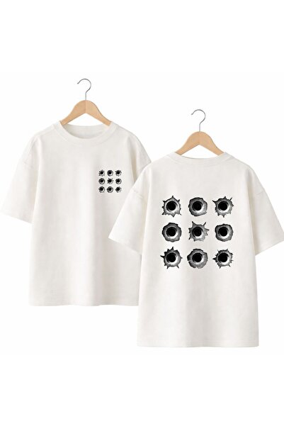 playwear Tricou cu decolteu rotund, 100% bumbac, supradimensionat, cu imprime...