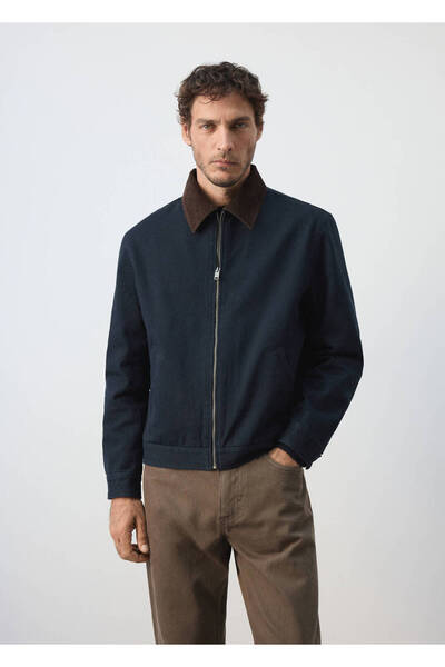 MANGO Man Fitilli kadife yakalı denim ceket