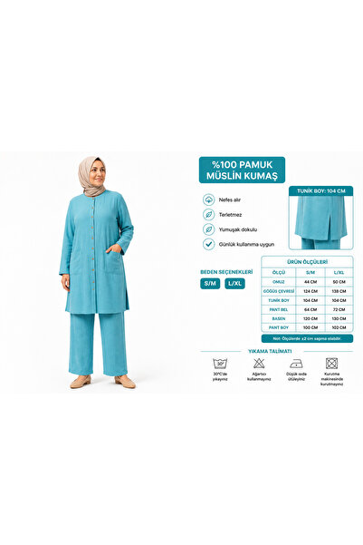 YENA 100% Cotton Muslin Fabric-Tunic Set