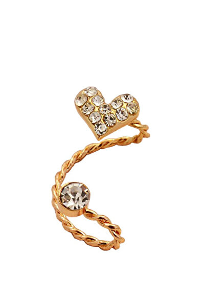 VeeShop Ear cuff earring, twisted wire with crystals and heart