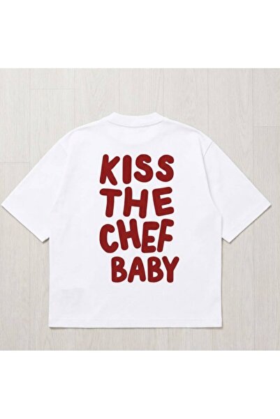 Marco Fresco تيشيرت نسائي مطبوع عليه KISS THE CHEF BABY
