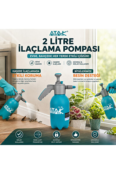 ATAK 2 Litre Basınçlı İlaçlama Pompası | Bitki Sulama Spreyi | Bahçe, Haşere ...