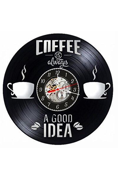 OEM Decorative Wall Clock made from Vinyl Record, Model Coffee is Always a Go...