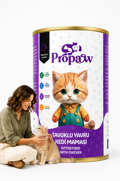 Tavuk Etli Yavru Kedi Konservesi Tam Besleyici Yaş Mama 415 gr
