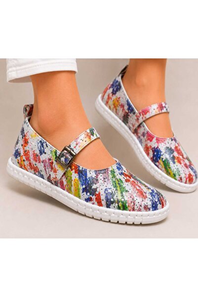 MELİS'E Milano Picasso White Genuine Leather Orthopedic Women's Casual Shoes ...