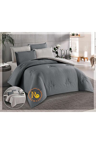 Others Plain reversible summer bedspread - dark and light gray - single and a...