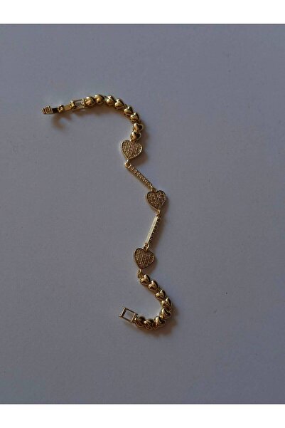 ROYAL SPARK Gold Color Women's Bracelet with Heart Figure, Stone and Chain De...