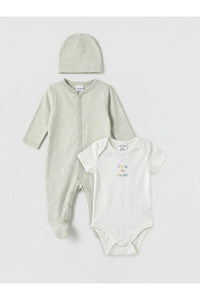 LC Waikiki Lcw Baby Green Patterned Baby Boy 3-Piece Set