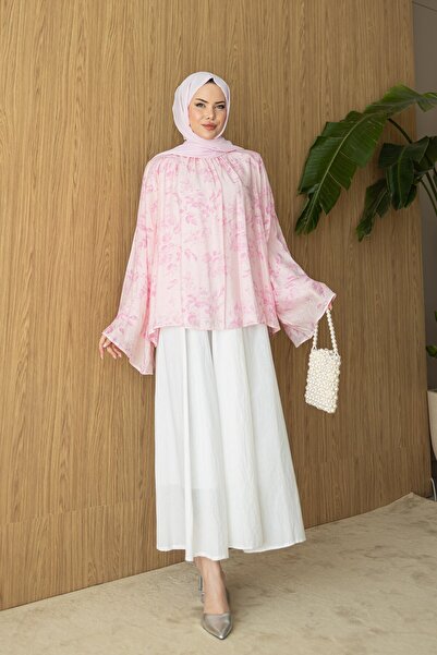 OZELİMMODA İnce Keten Bluz | Pembe