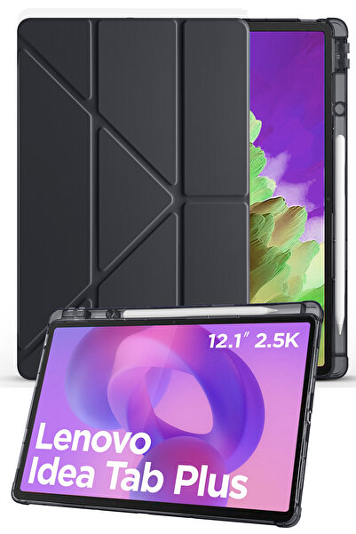Nezih Case Lenovo Idea Tab Plus 12.1 İnç Uyumlu Tri-Folding Kalem Bölmeli Uyk...
