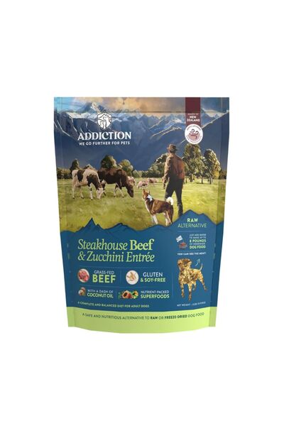 Addiction Steakhouse Beef & Zucchini Entree Grain-Free Air-Dried Dog Food 910G