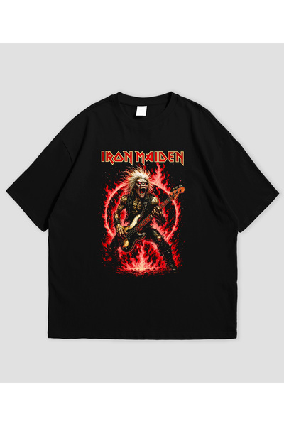 Grafftee Clothing Iron Maiden Printed Unisex Oversize T-Shirt