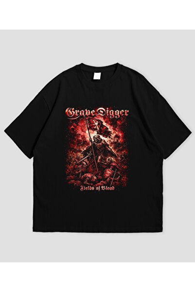 Grafftee Clothing Grave Digger Printed Unisex Oversize T-Shirt