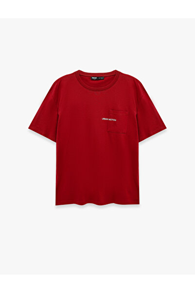 Koton Cotton Short Sleeve Pocket Detailed Crew Neck Printed Oversize T-Shirt