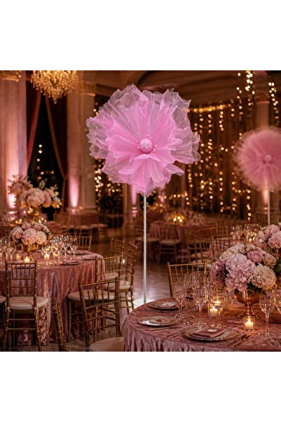 decotoys Decorative pink veil flower with stem 160cm
