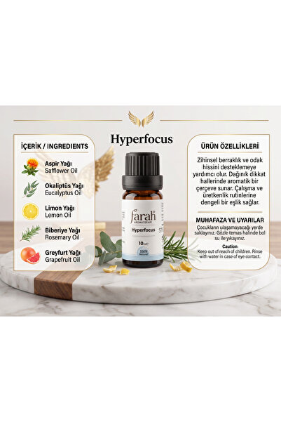 Farah Aromaterapi Hyperfocus %100 Doğal Uçucu Yağ Karışımı 10 ml - Zihinsel B...