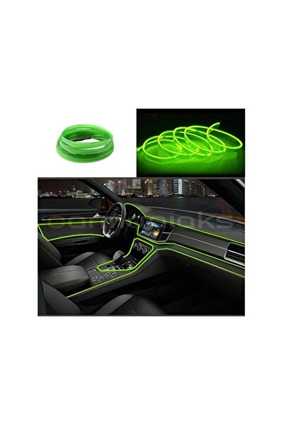 AKSOY Araç İçi Torpido Şerit Ledi Renkli İp Neon Led 5 Metre Lemon Yeşil