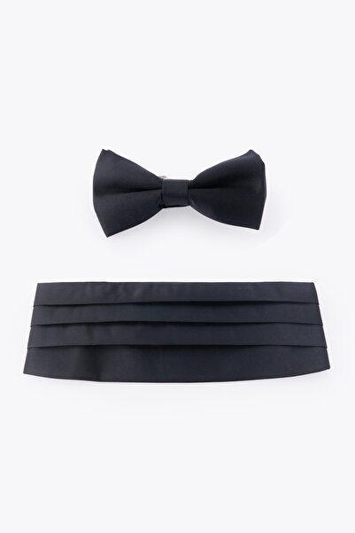 ALTINYILDIZ CLASSICS Men's Dark Navy Blue Plain Classic Bow Tie & Sash Set