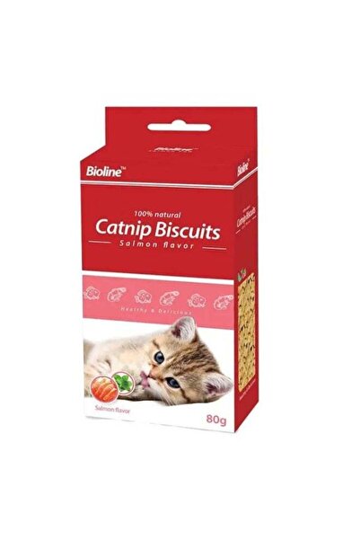 Bioline Catnip Biscuits Salmon Flavor 80g – Cat Treats with Natural Catnip, V...