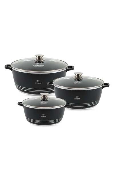Lifesmile LIFE SMILE Nonstick Ceramic Cookware Set 6-Piece (24/28/32cm Sizes ...