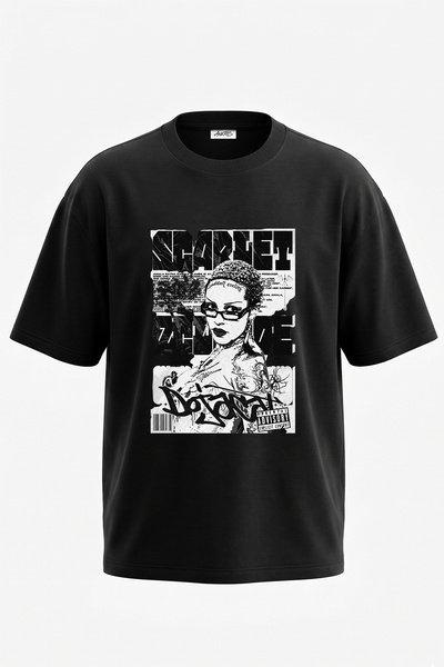 Anetos Doja Cat_7 Design Printed Oversize Black T-Shirt