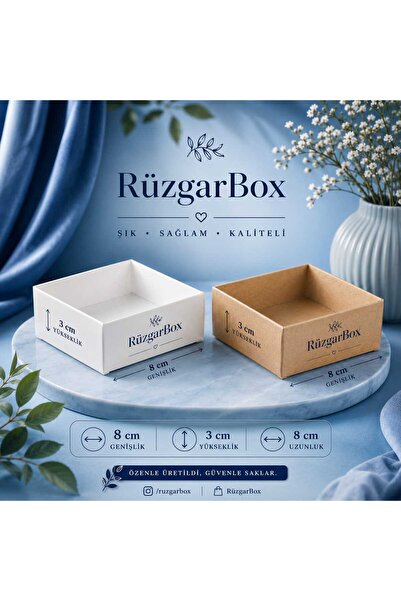 Genel Markalar 8x8x3 cm Asetat Kapaklı Beyaz Hediye Kutusu 100'lü Paket