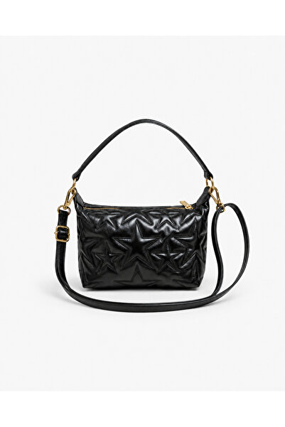 Miesse Black Star Patterned Women's Hand and Shoulder Bag - Crossbody Strap