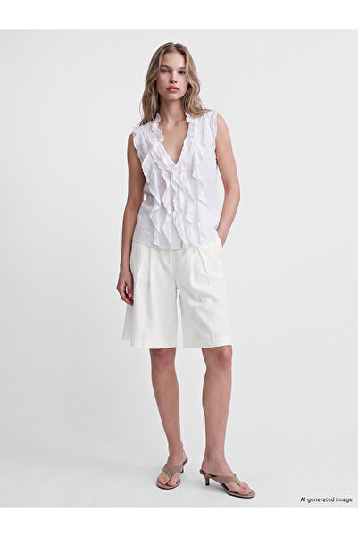 LC Waikiki NEVAVM Γυναικείο σορτς με ψηλόμεσο πλισέ σχέδιο
