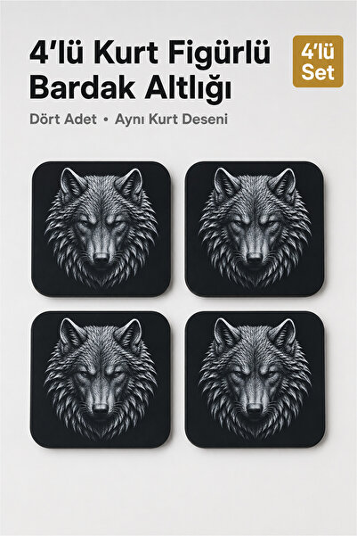 FLY LIFE Wolf Figured Coasters - Set of 4 Non-Slip Table Protectors