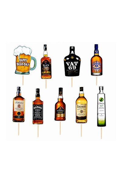DecoParty Set de decoruri pentru tort - Tematică băuturi alcoolice, 9 piese, ...