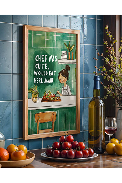 Creatick Design İskandinav Ham Ahşap Çerçeveli Mutfak Tablosu Modern Gastrono...