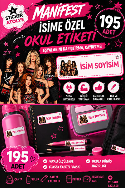 StickerAtölye İsme Özel Manifest Etiket Sticker - Okul Etiketi 195 Adet