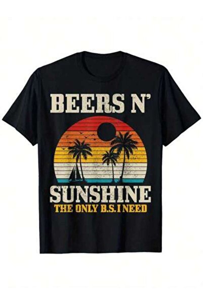 NOURAM تي شيرت مضحك بمقاسات كبيرة بطباعة "Beer Sunshine, The Only BS I Need" ...