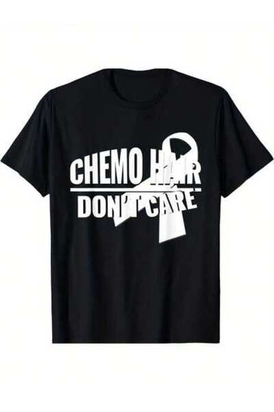 9JY Chemo Hair Don't Care Lung Cancer Awareness T-Shirt - Bold Graphic Tee Wi...
