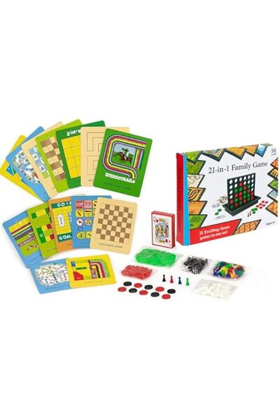 L&J Toys مجموعة ألعاب لوحية عائلية 21 في 1 للأطفال والكبار تشمل الشطرنج وكونك...