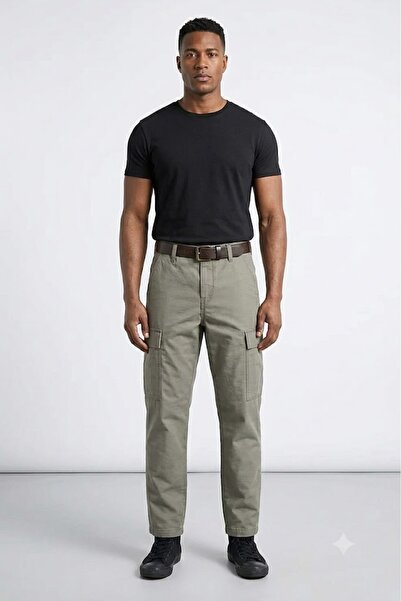 Levi's Men's Straight Fit Khaki Cargo Pants - 0002