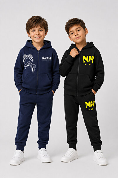 han elegant 2-Piece Set Printed Zippered Unisex Children's Tracksuit Set with...