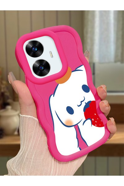 Hontinga Realme C55 Compatible Case Camera Protector Red Silicone Couple Phon...