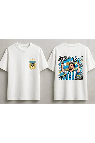 SVART WEAR Tricou Messi Argentina Unisex Oversize 100% Bumbac