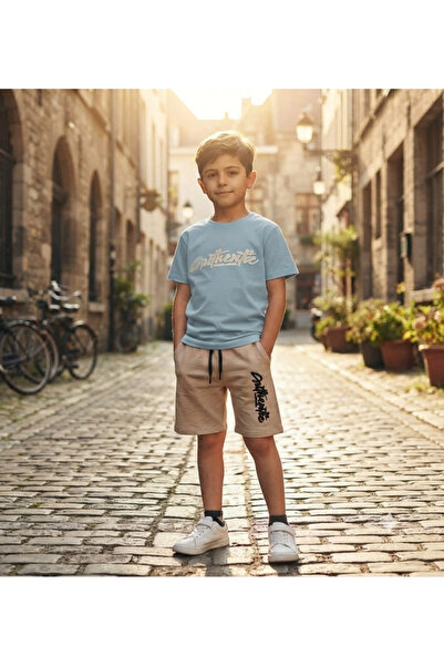 WİKİBOOM Authentic Written Text Shorts and Top Summer Boys' Set