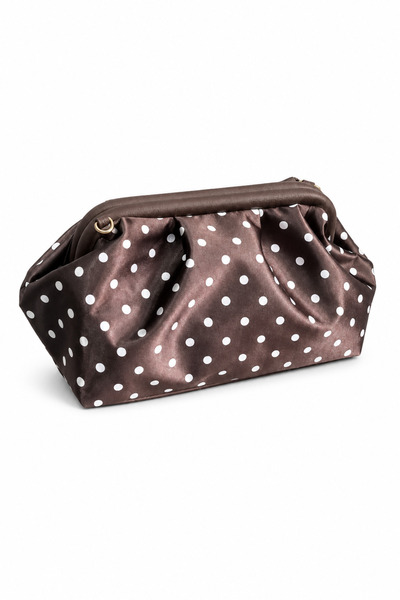 Miesse Women's Luxury Polka Dot Drawstring Hand and Shoulder Bag - Brown