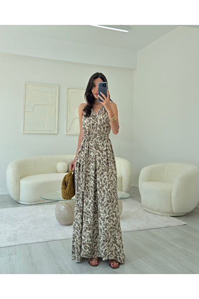 LUUNA STORE KREM TEL YAKA ELBİSE