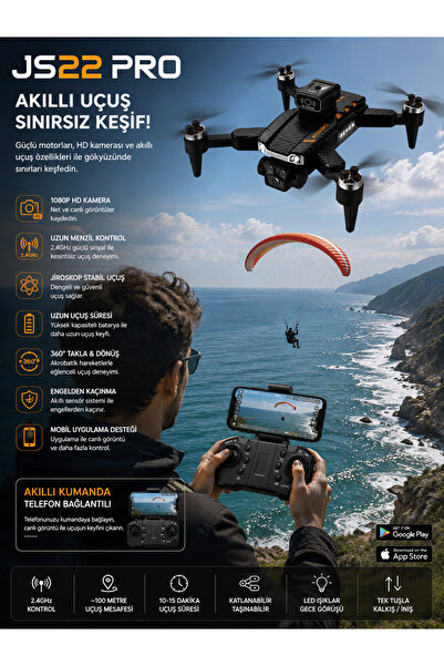 Aerial DRONE Katlanabilir Kameralı Akıllı Drone – Telefon Bağlantılı Kumandal...