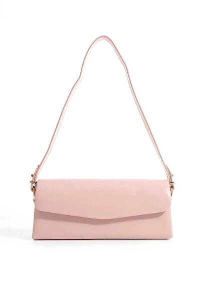 Miesse Women's Metallic Textured Flap Baguette Shoulder Bag - Pink
