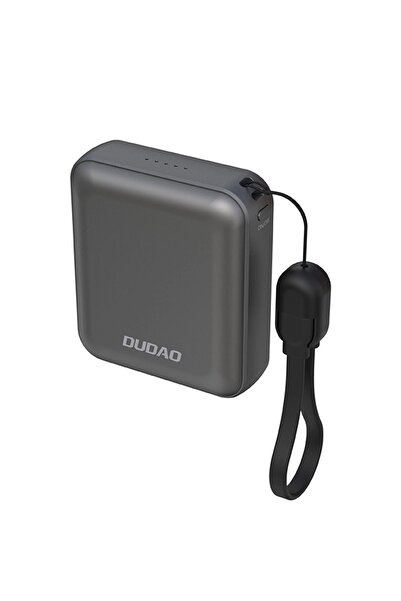 DUDAO K22+ 10000mAh 22.5W Power Bank USB-C cu șnur, Gri