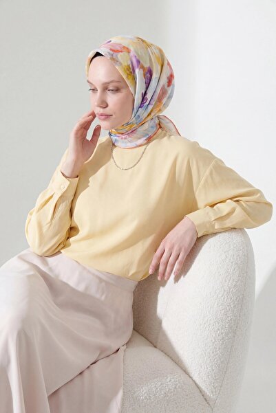Silk Home وشاح ناعم بلون أزرق فاتح 90x90