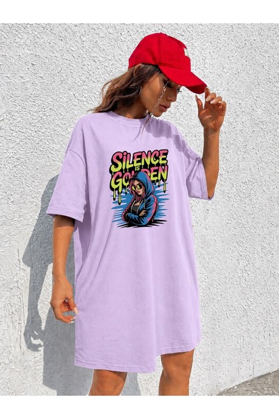 classy moda Γυναικείο εξαιρετικά μακρύ oversize μπλουζάκι με στάμπα γκράφιτι ...