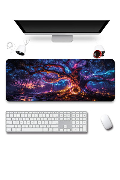 SonicTouch Keyboard Mousepad 40X90Cm Neon Tree of Life Seamless Smooth Liquid...