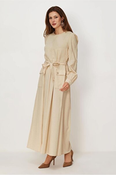 Alvina Belted Linen Dress 46693